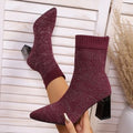 autumn new arrival: plus size chunky heel flyknit boots for women (sizes 36-43) - perfect for cross-border e-commerce, , and  dropshipping