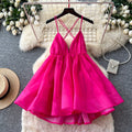 Dopamine dress: yellow cami dress for women, summer korean style v-neck backless tie-up a-line dress, slimming vacation style