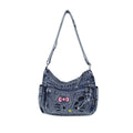 2025 new fashion versatile denim bag women's shoulder crossbody bag hello kitty casual travel canvas bag