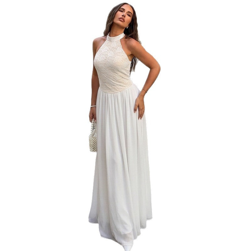 european and american women's clothing  summer new fashion elegant sleeveless slim-fit patchwork dress - wholesale for export