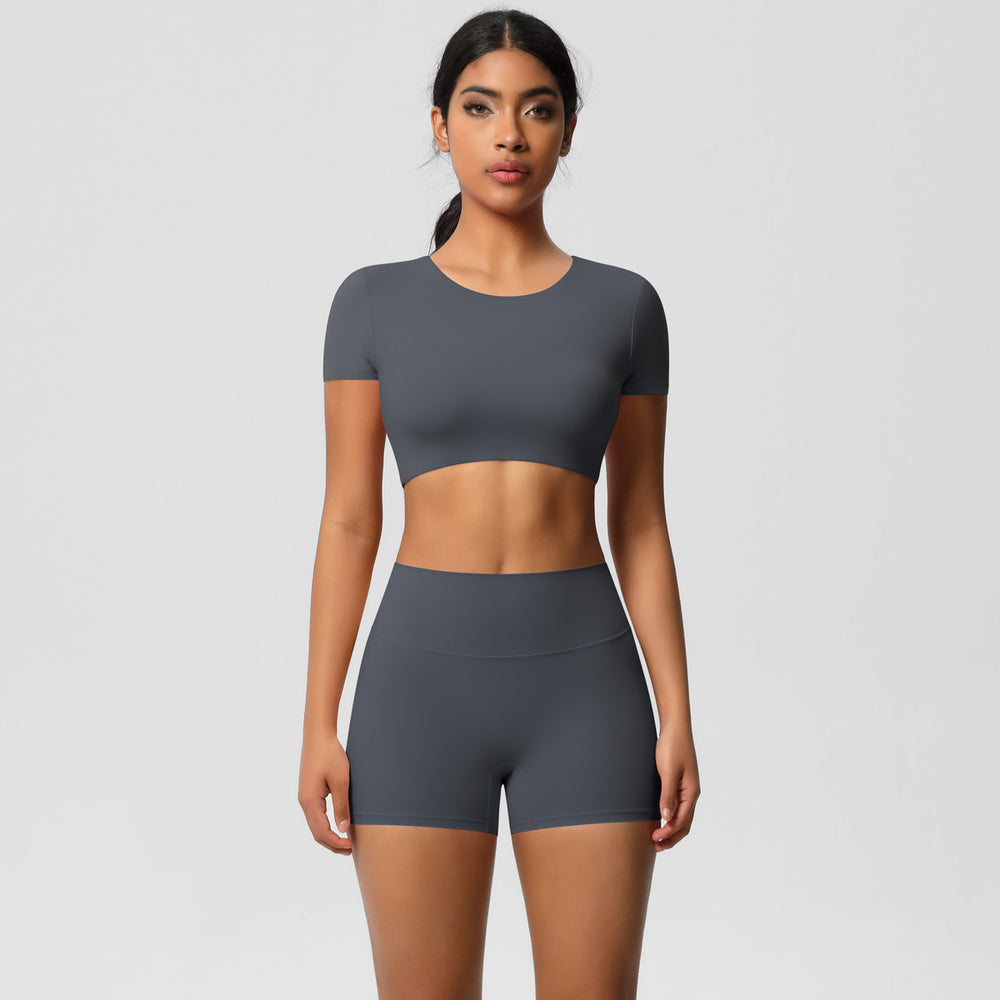 European and american nude feel brushed solid color yoga outfit set - quick-dry, breathable, 8-piece running & fitness activewear set for women