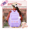 New arrival primary and secondary school students backpack large capacity burden reduction spine protection student school bag small stuffed pendant and pin storage