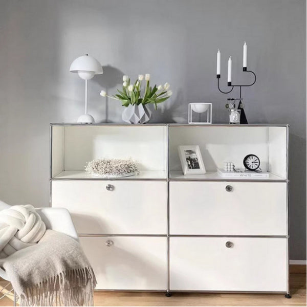 USM Cabinet Module Combination Cream Wind TV Cabinet Medium Ancient Stainless Steel Dining Side Cabinet Internet celebrity chest cabinet Shelf Side Cabinet
