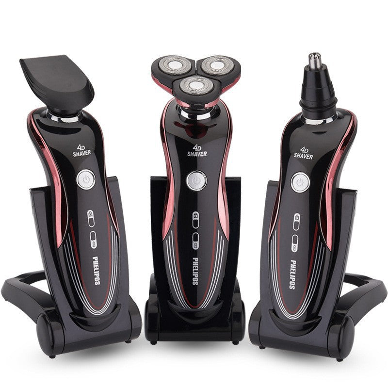 Rotary floating triple-blade electric shaver, fully washable, wholesale rechargeable razor, portable