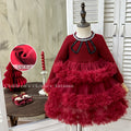 【in stock】girls' dress  new collection: chic tweed-style mesh princess dress, trendy kids' influencer cake dress
