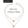 Wholesale metal butterfly heart necklace - european & american style, minimalist, unique, high-end, double-layered choker necklace accessory
