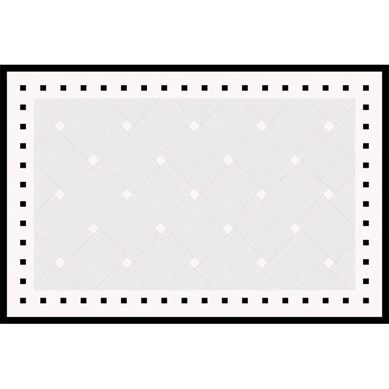 Carpet living room 2026 new french style black and white grids waterproof washable bedroom bedside sofa floor mat