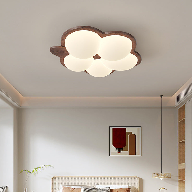 Walnut ceiling light cream antique children's room light creative modeling intelligent lighting warm bedroom light