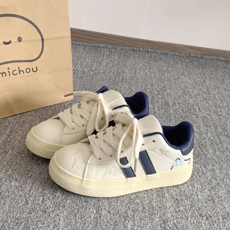 Thick soleeasiest for match german training white shoes women 2026new arrivalsummerniche styleretro leather surface heightened sports casual sneakers