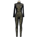 new arrival women's clothing fashion style jumpsuit silmlong sleevessexy flocking see-through slimming look jumpsuit