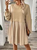 fashion  fall and winter women's pure colorlong sleevespatchworksweatshirtdresselegantwork clothing
