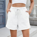 European and american cross-border e-commerce summer new arrivals:  independent store washed, rolled-hem, elastic waist, drawstring denim shorts for women
