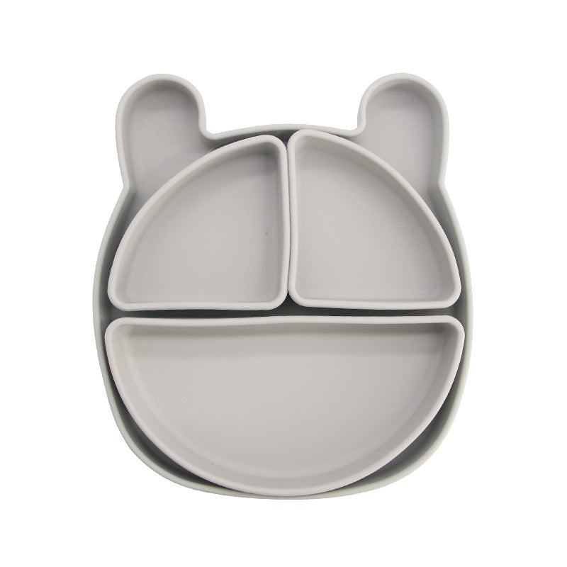 Children's silicone grid plate set cat rabbit bear cute wind portable tableware baby complementary food training bowl set