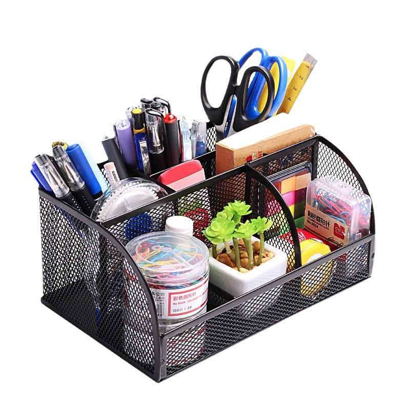 Deli Stationery Multi-layer pen holder Office business pen holder, metal grid pen holder, combined storage box wholesale