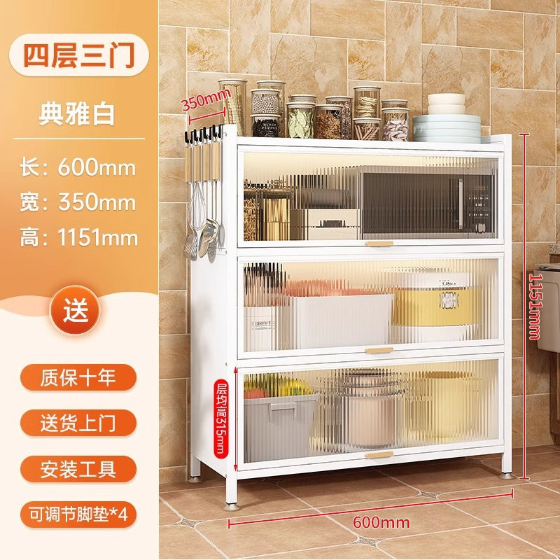 Kitchen storage rack floor-standing multi-layer storage cabinet sideboard microwave oven for home with door multifunctional cabinet storage rack