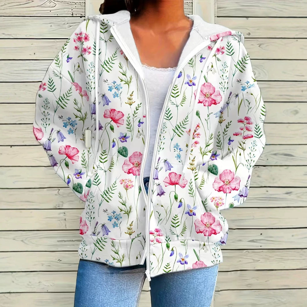 hot-selling plus-size women's zip-up hoodie, new casual long-sleeve hooded sweatshirt jacket, dropshipping available