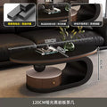 Wabi-sabi style coffee table, oval rock slab combination, small apartment home living room, retro high-end storage design tea table
