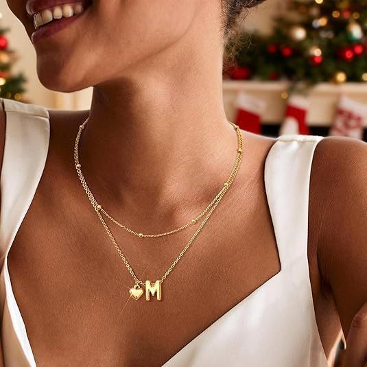 2025 amazon new arrival: 26-letter necklace copper clavicle chain two-piece set - creative, elegant, gentle, and perfect for commuting