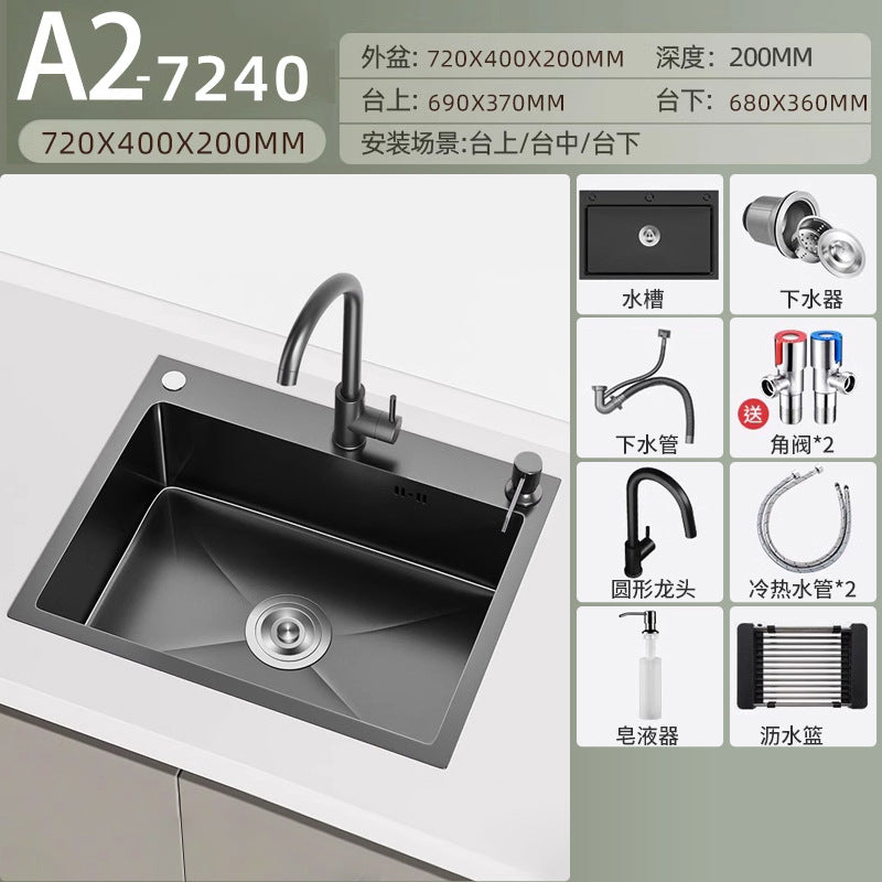 Nojo sink large single slot double slot modified single slot thickened sus304 stainless steel kitchen sink on the table middle and lower