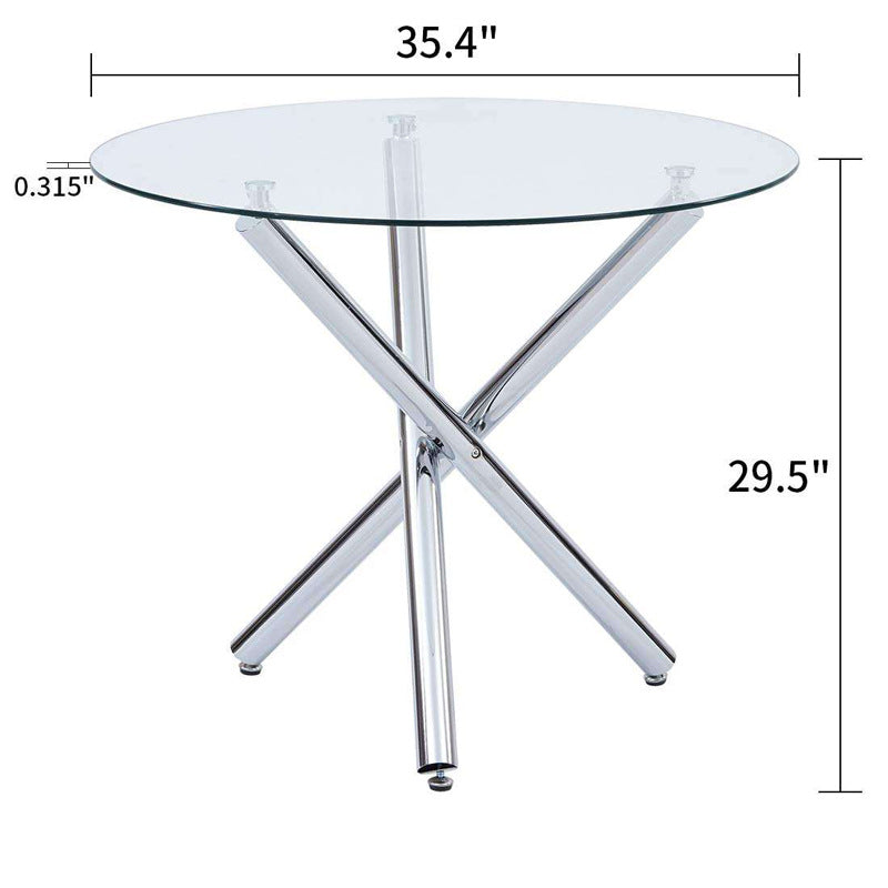 tempered glass dining table - minimalist modern casual reception hall round table - negotiation table - reception table