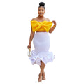 C6397 cross-border   fashion women's sleeveless bandeau bowknot bodycon skirt two-piece set