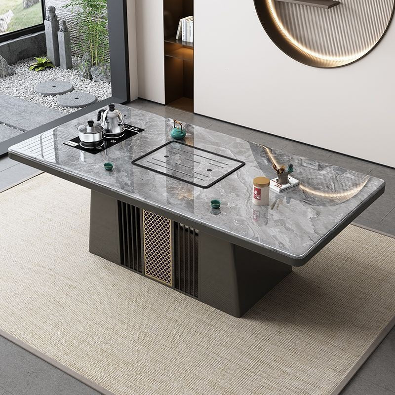 Modern rock slab tea table and chair set - ideal for home, balcony, living room, office, or kung fu tea - complete all-in-one set