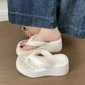2026 new fashion diamond-shaped height-increasing flip-flops for women, eva non-slip thick-soled trendy beach thong sandals