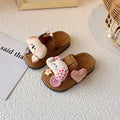 Cute kids birkenstock-style slippers 2025 - outdoor wear, minimalist closed-toe half slippers, spring/autumn girls' adorable cartoon cotton slippers
