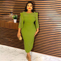 African plus size women's olwork clothing hip skirt fashionexport lace tassel patchwork round neck dress