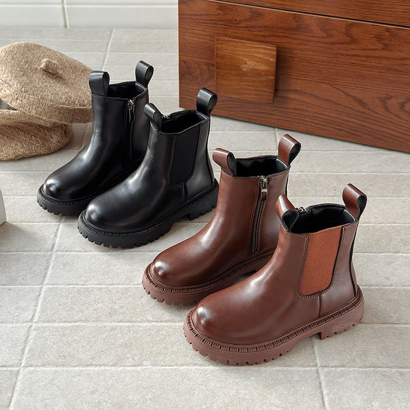 ins British Martin boots 2025 autumn and winter new Korean version girls velvet cigarette boots boys platform short boots