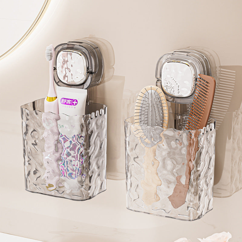 Comb storage rack bathroom sink razor suction cup hanging basket bathroom punch-free toothpaste toothbrush storage box