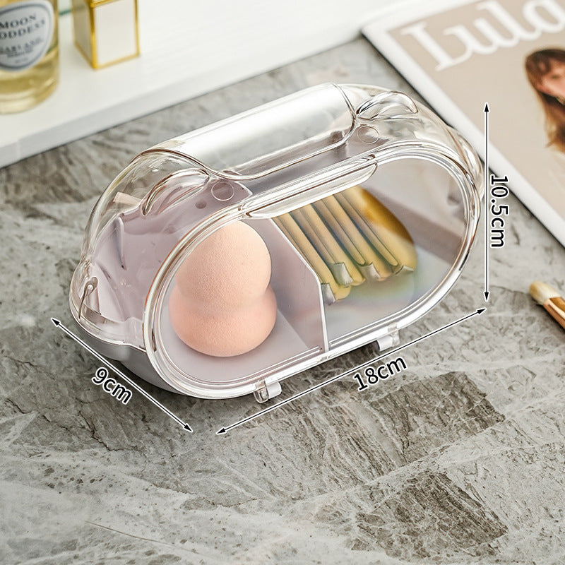 Beauty blender multi-layer storage box dust-proof clamshell type compartment portable sponge puff air cushion with lid storage box