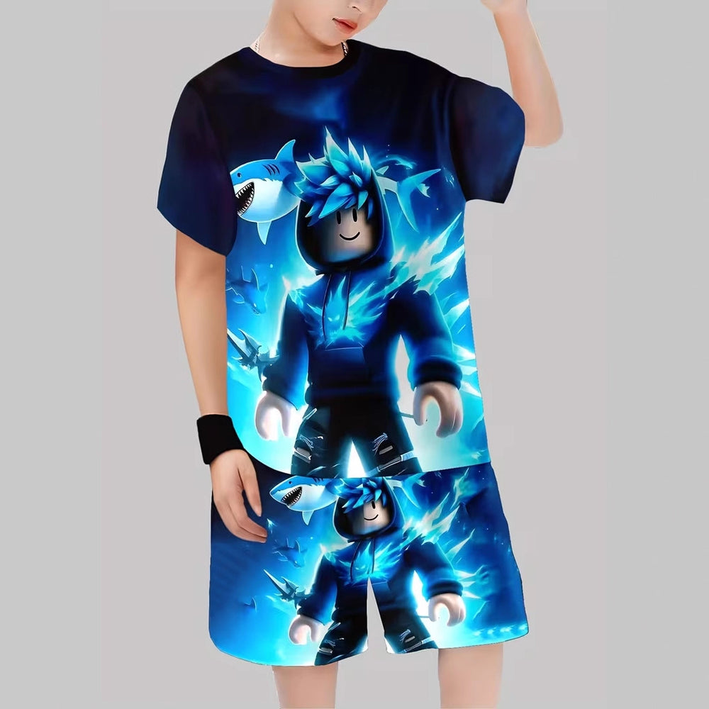 Boys' outdoor sports t-shirt set, perfect for summer wear