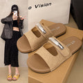 Birkenstock casual beach sandals - trendy women's flip-flops for outdoor wear - 2025 summer new arrival - lightweight, low-profile, hook-and-loop sandals
