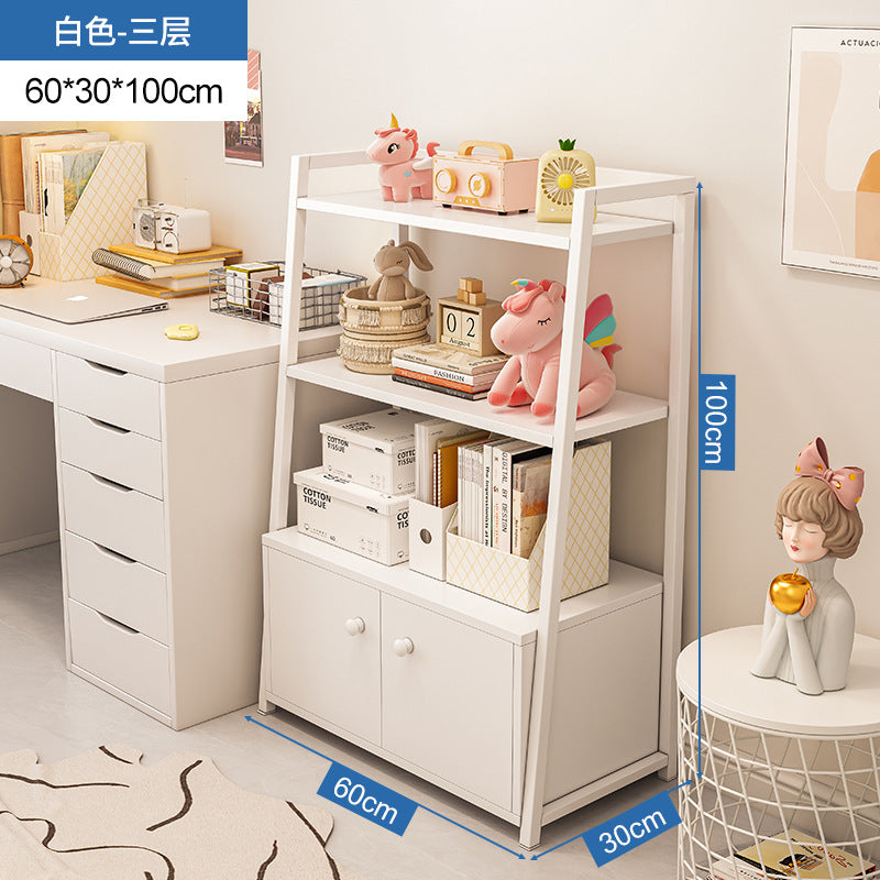 Bookshelf Floor-to-ceiling shelf Multi-layer against the wall Bedroom Home locker Wrought iron storage display Living room trapezoidal shelf