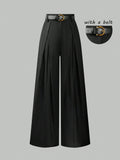 Amazon cross-border women's new high-waisted wide-leg pants: european and american style, drapey, pleated, slimming, commute-ready suit pants