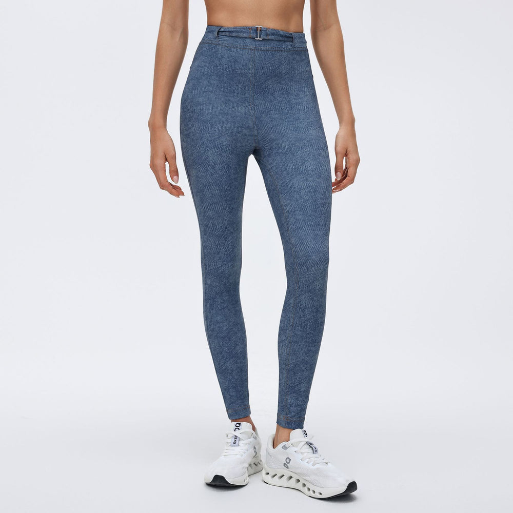 Vintage denim style sports bra high waist tight stretch running training fitness pants sports yoga suit women