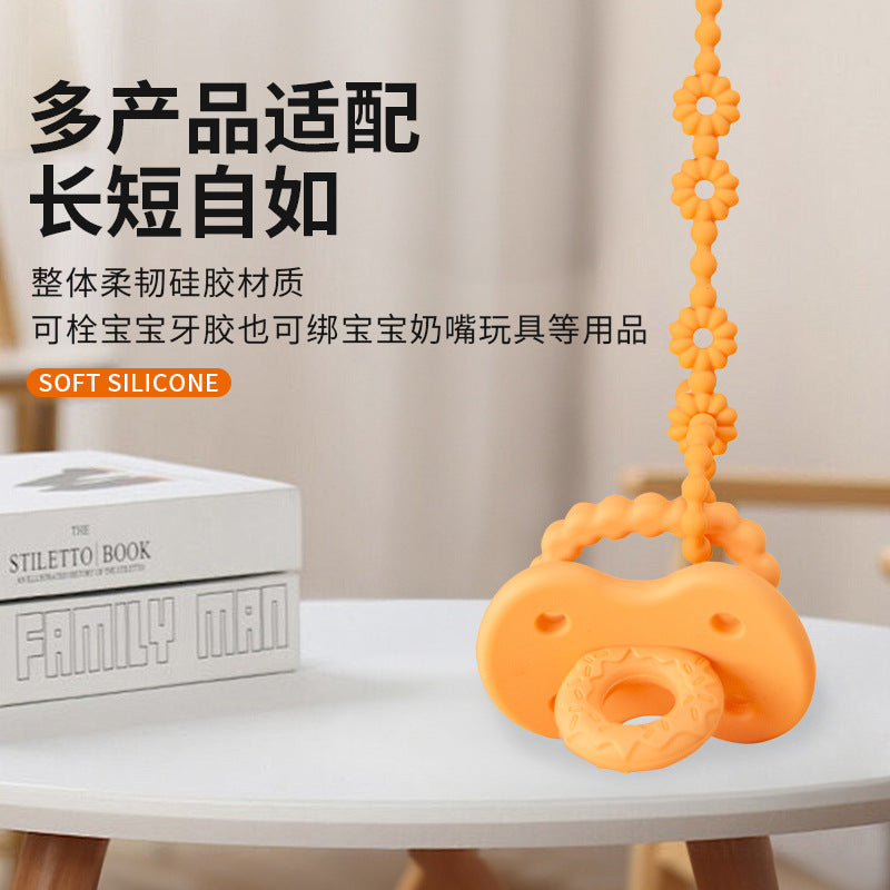 Cross-border new baby toothpaste anti-lost chain food grade silicone baby toy strap lanyard silicone pacifier chain