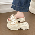 Bow-tie flip-flops for women, summer fashion outerwear, 2026 new style, thick sole, height-increasing, non-slip beach sandals