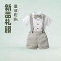 Newborn boy's first birthday outfit, baby boy's british gentleman suit, summer children's clothing, boy's shirt for spring and summer