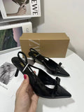 Za new 2024 summer pointed-toe slingback stiletto heel women's open-back pumps, fashionable flats, and trendy sandals
