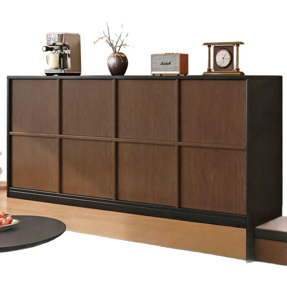 Solid wood sideboard low cabinet wall-mounted tea cabinet medieval style skeleton line storage cabinet side cabinet for home living room storage cabinet