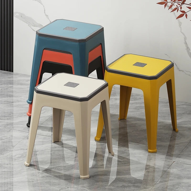 Household plastic small stool thickened creative bench two-color dining table stool spare stool strong and stackable for easy storage