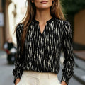 Exportfashionfrenchaccessible luxurylong sleevesshirt vertical dot texture satin small stand collar slit v neck workplace