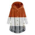 new fashion women's european and american button-down plush top color block multi-color hooded jacket