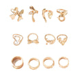 Wholesale glossy ring sets - european & american cross-border jewelry - statement lava line, bowknot, and heart alloy rings for women