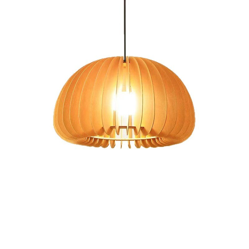 Vintage restaurant chandelier Japanese retro bedroom wooden lamp art creative B & B study medieval pumpkin lamp