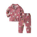 Source factory cross-border new product kidssuitstripesshirt pajamas two-piece set christmas kids pajamas home clothes