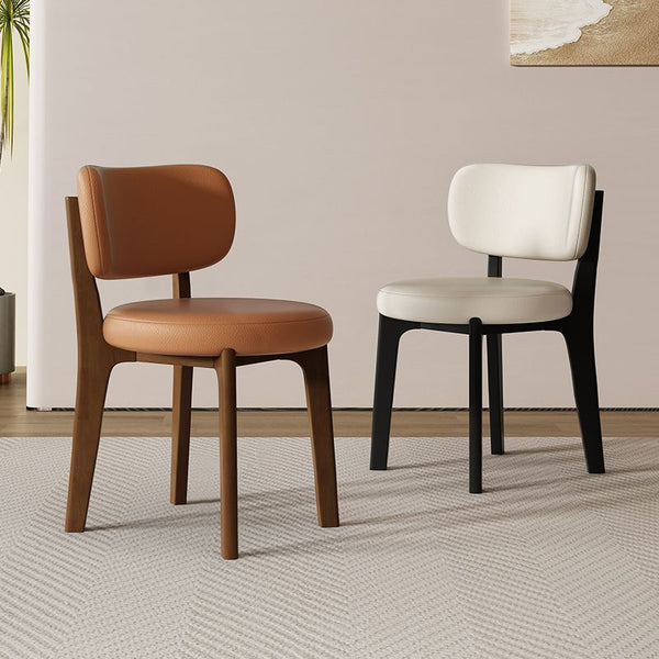 Solid wood cream style black and white simple modern dining chair household Internet celebrity light luxury backrest chair minimalist Italian restaurant chair