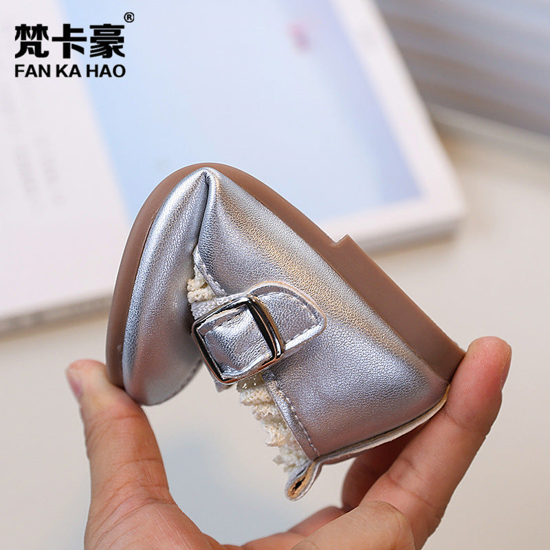 Vancahao kids' leather shoes -  autumn new collection - korean style girls' bow princess shoes - soft sole single shoes for students
